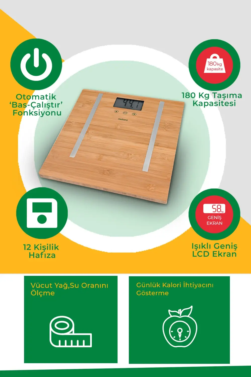 48458 Vücut Analiz Fonksiyonlu Bambo Baskül