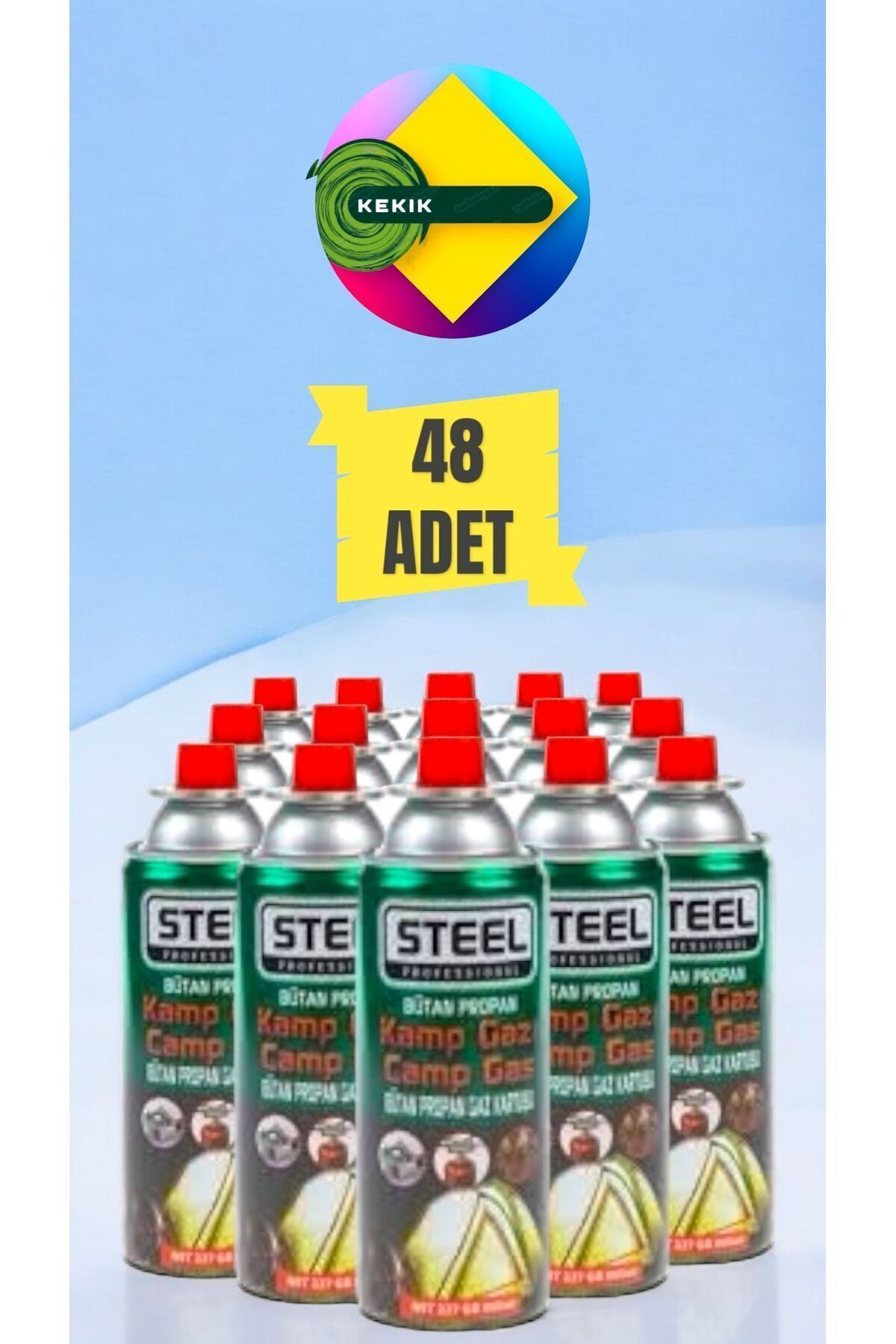 48'Lü STEEL Kamp Ocak Gazı Kartuşu 227 Gram