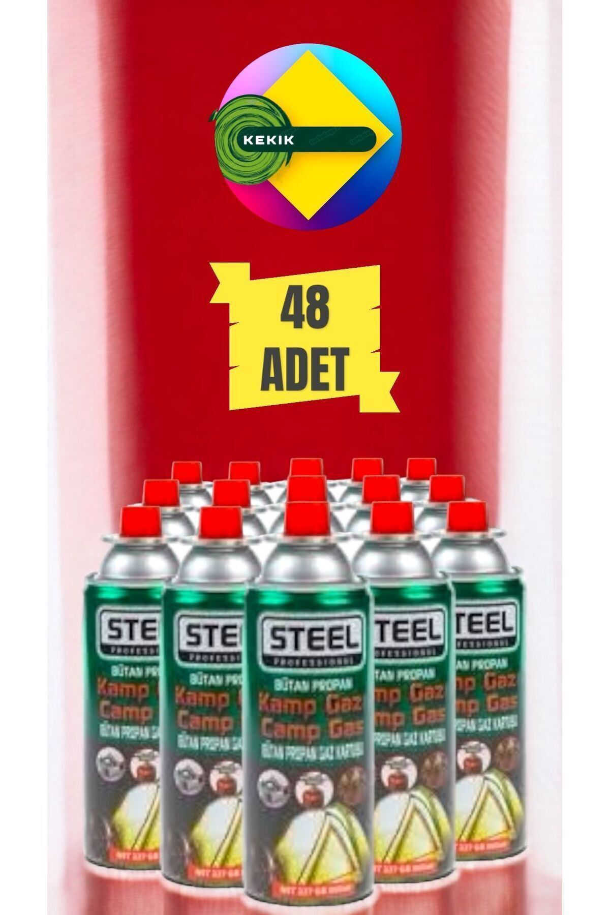 48'Lü STEEL Kamp Ocak Gazı Kartuşu 227 Gram