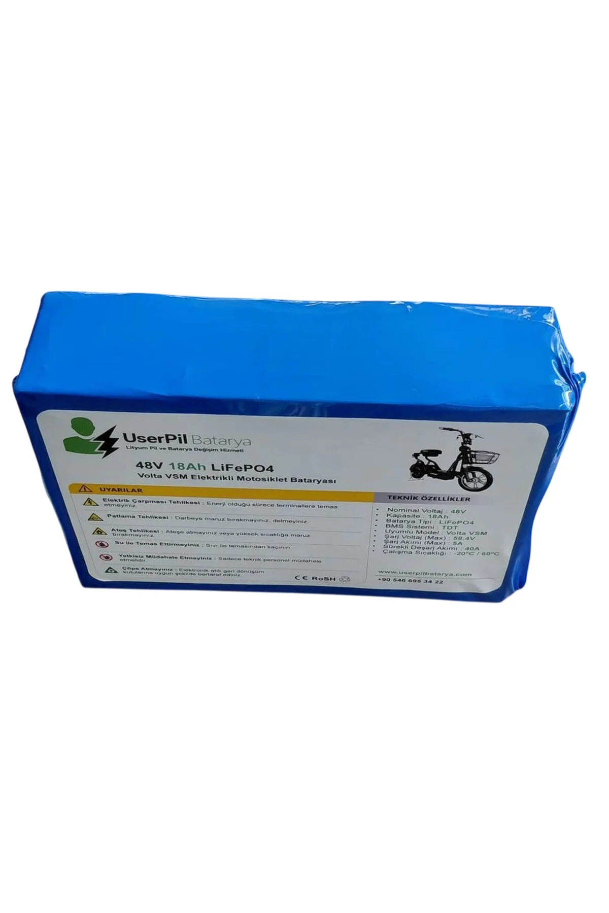 48V 18AH LİFEPO4 Volta VSM Elektrikli Motosiklet Bataryası - Görsel 2