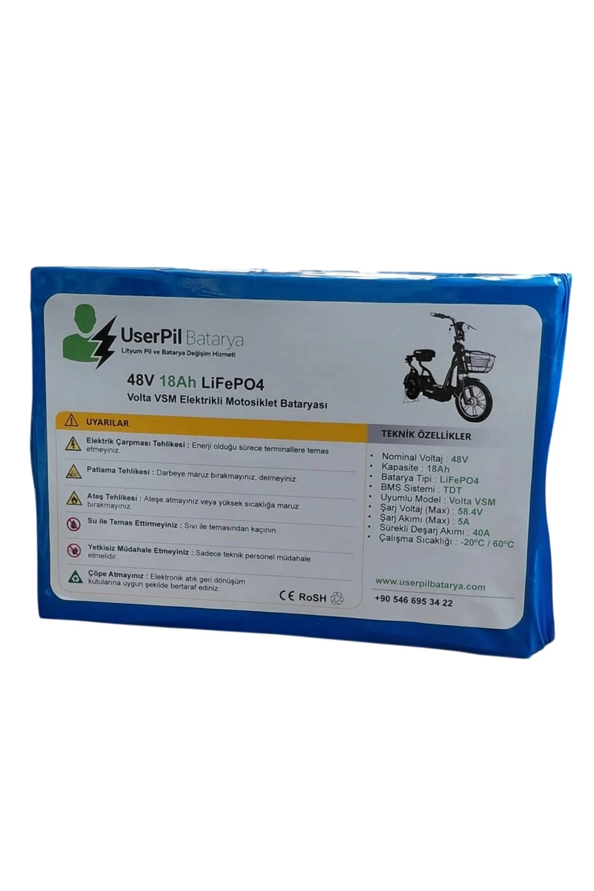 48V 18AH LİFEPO4 Volta VSM Elektrikli Motosiklet Bataryası - Görsel 3