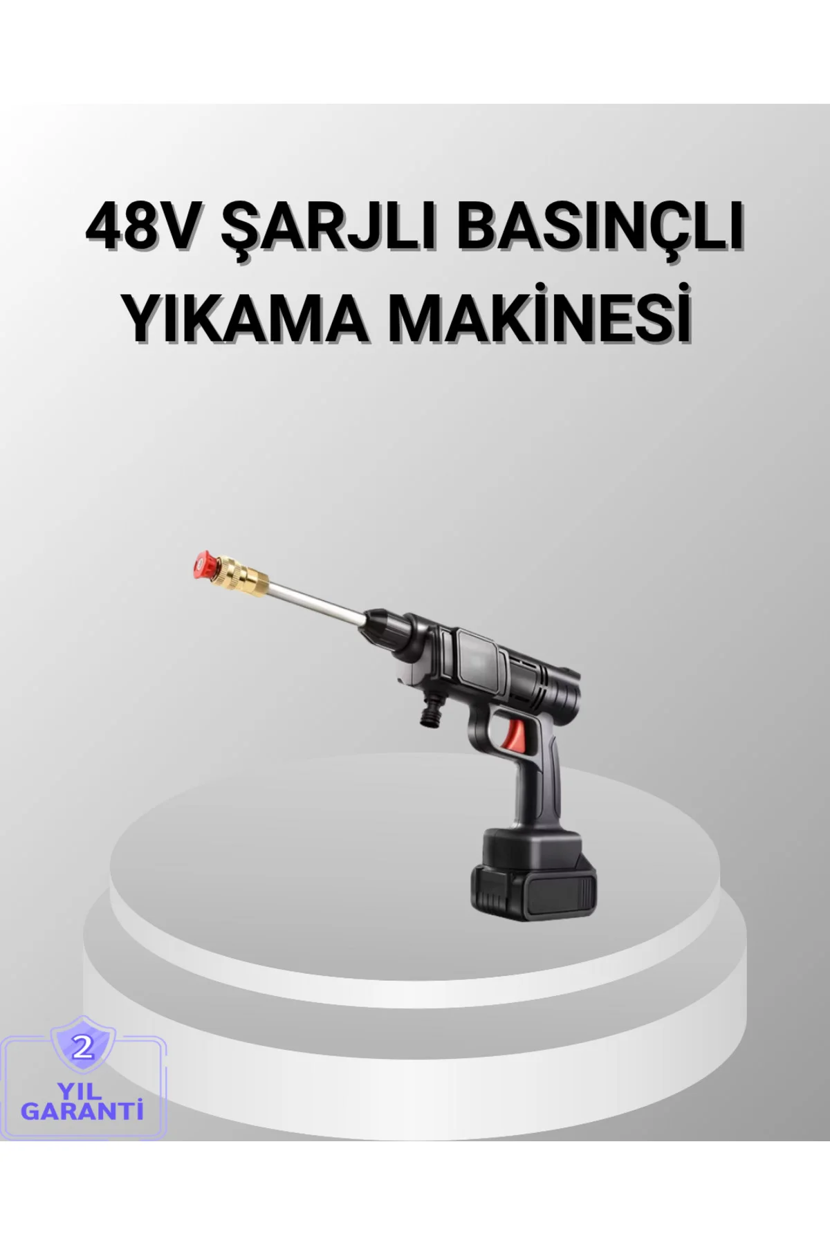 48V Kablosuz Yıkama Makinesi – 2 Pil, Köpük Tankı ve Ayarlanabili