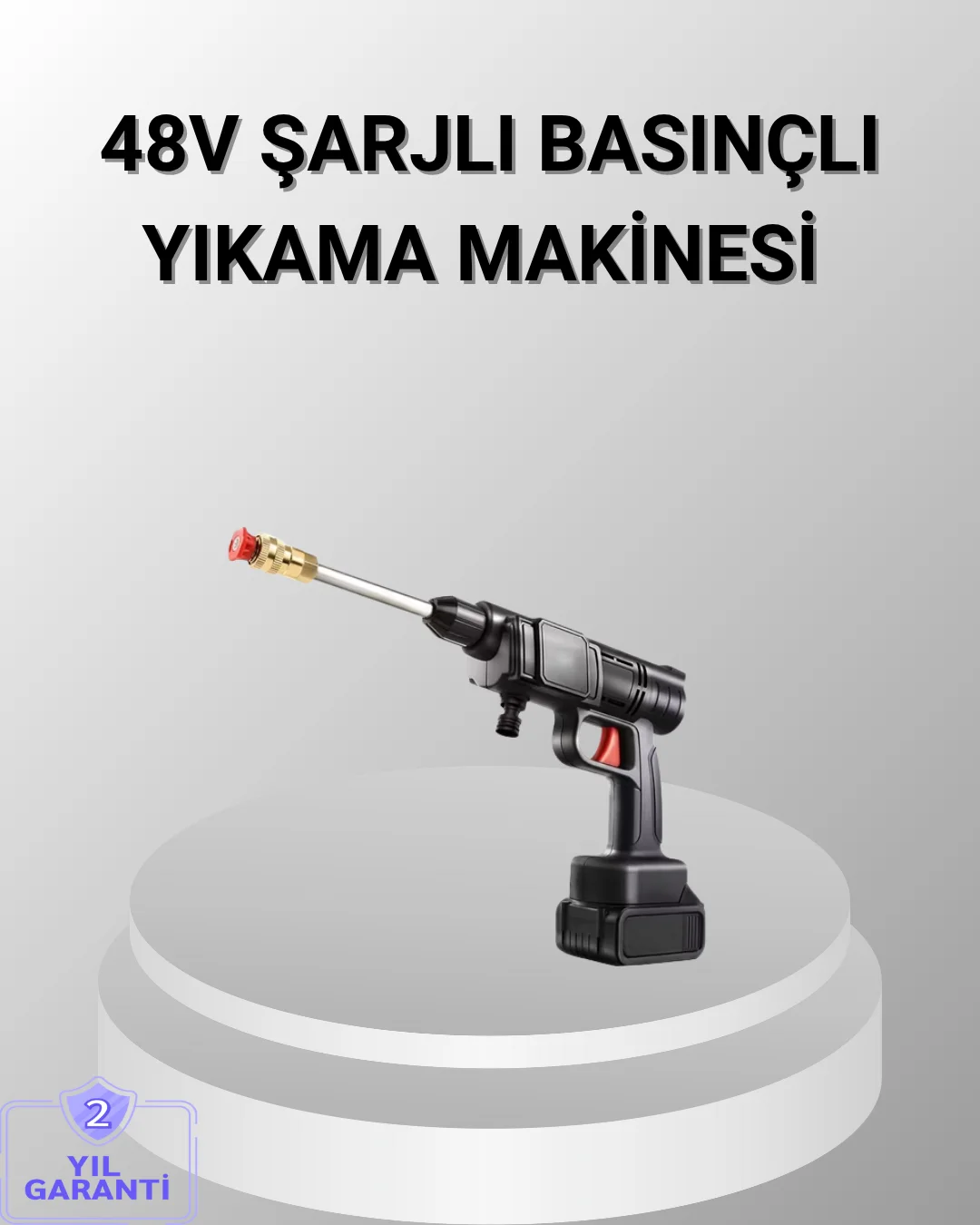 48V Kablosuz Yıkama Makinesi – 2 Pil, Köpük Tankı ve Ayarlanabilir