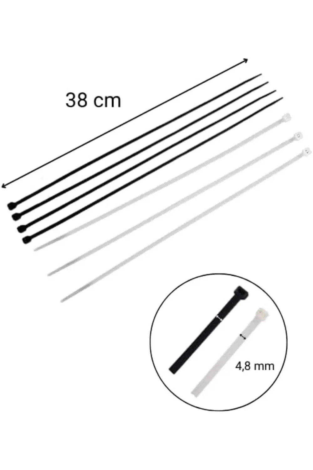 4,8x380 Siyah Kablo Bağı & Plastik Kelepçe & Kelepçe 100 Adet (pa