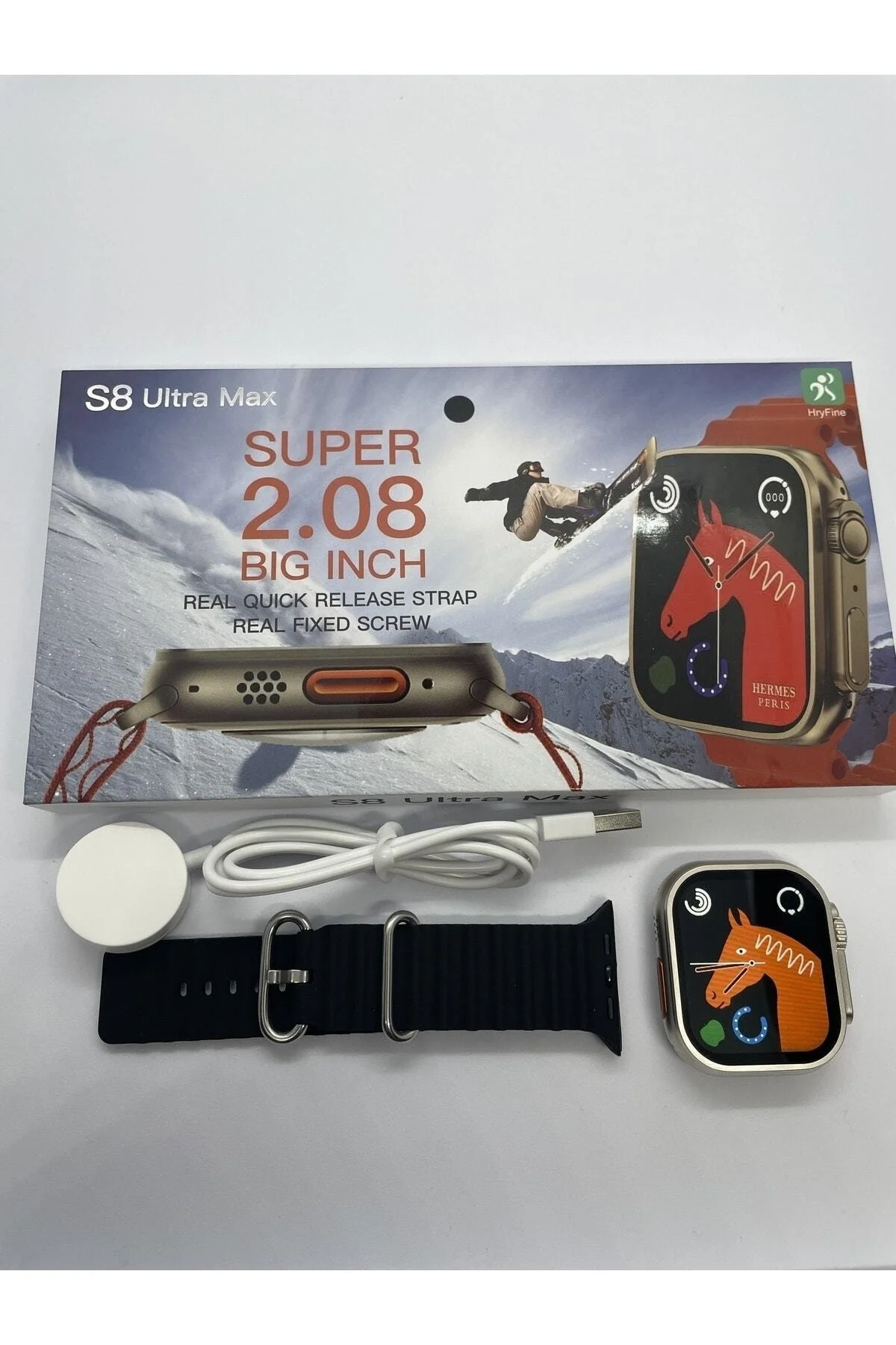 49 mm Ekranlı Siyah Silikon Kordonlu Akıllı Saat, Nabız Sensörü ve Sesli Görüşme Özellikli