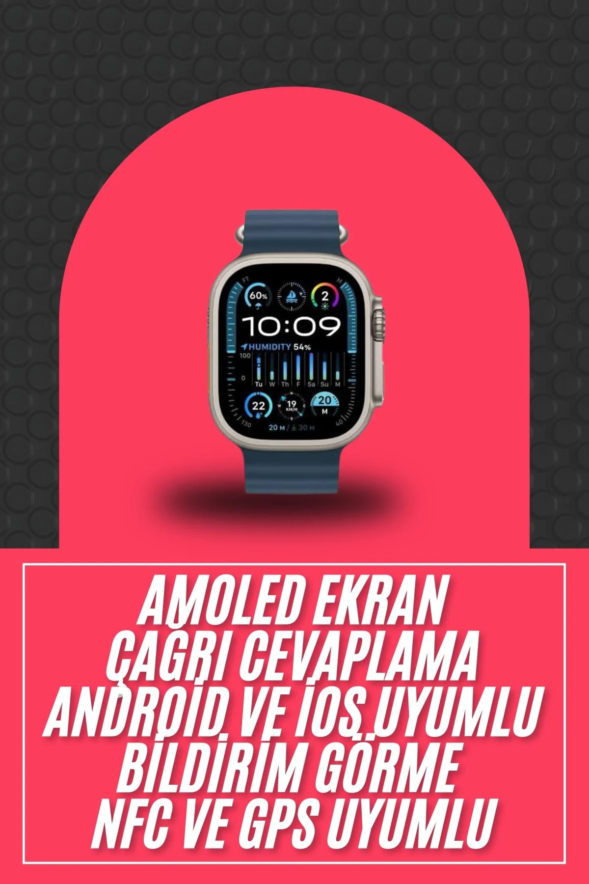 49mm Akıllı Saat Amoled Ekranlı Kadın Erkek Kol Saati Plastik Kordon Yeni Nesil