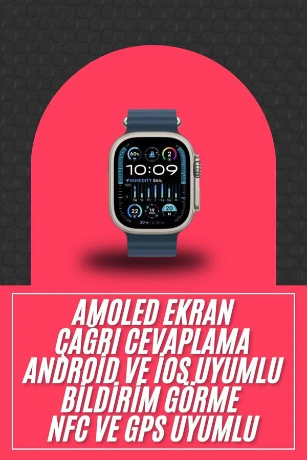 49mm Akıllı Saat Amoled Ekranlı Kadın Erkek Kol Saati Plastik Kordon - Lisinya 49mm Akıllı Saat Amoled Ekranlı Kadın Erkek Kol Saati Plastik Kordon - Lisinya
