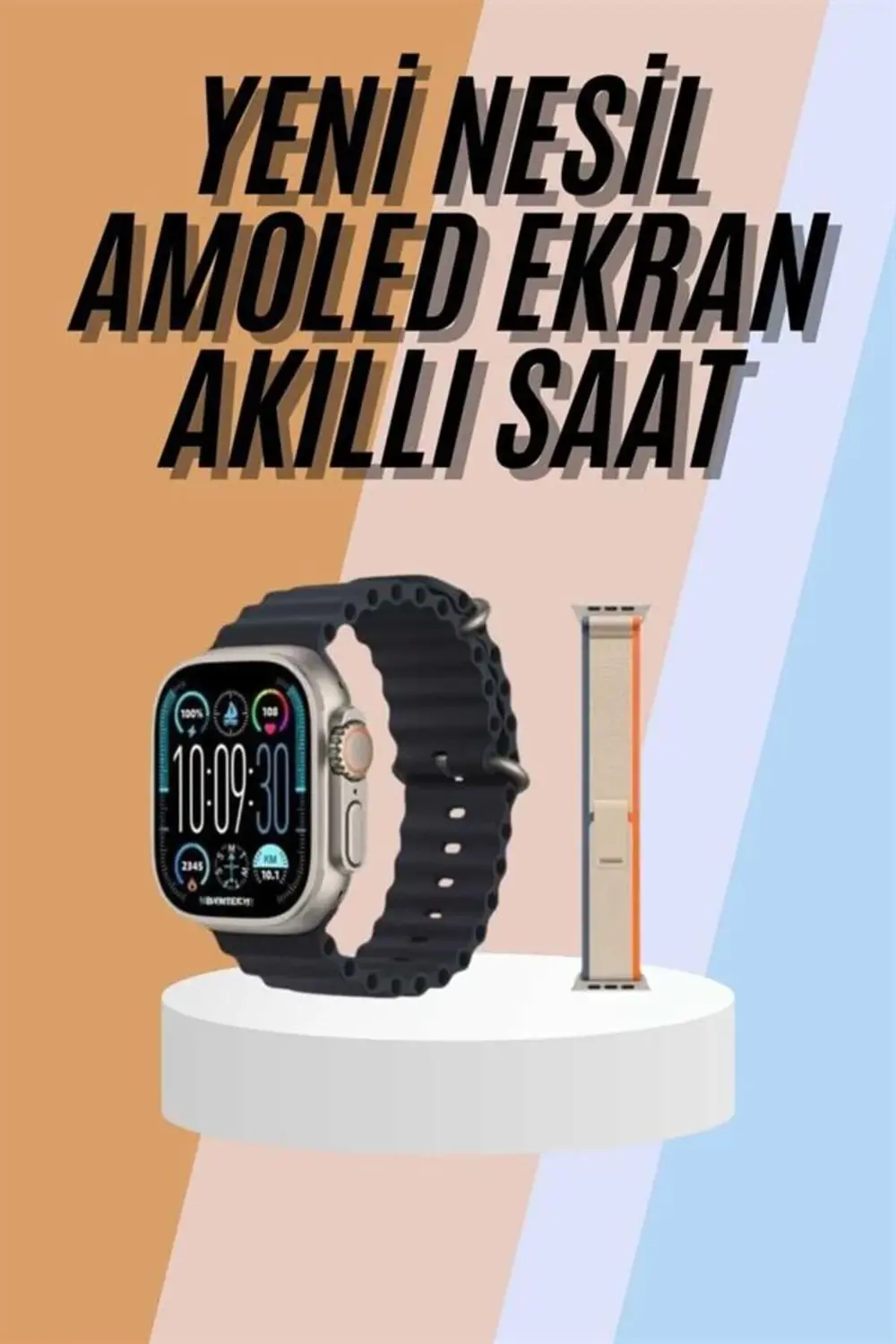 49mm Akıllı Saat Amoled Ekranlı Kadın Erkek Kol Saati Plastik Kor