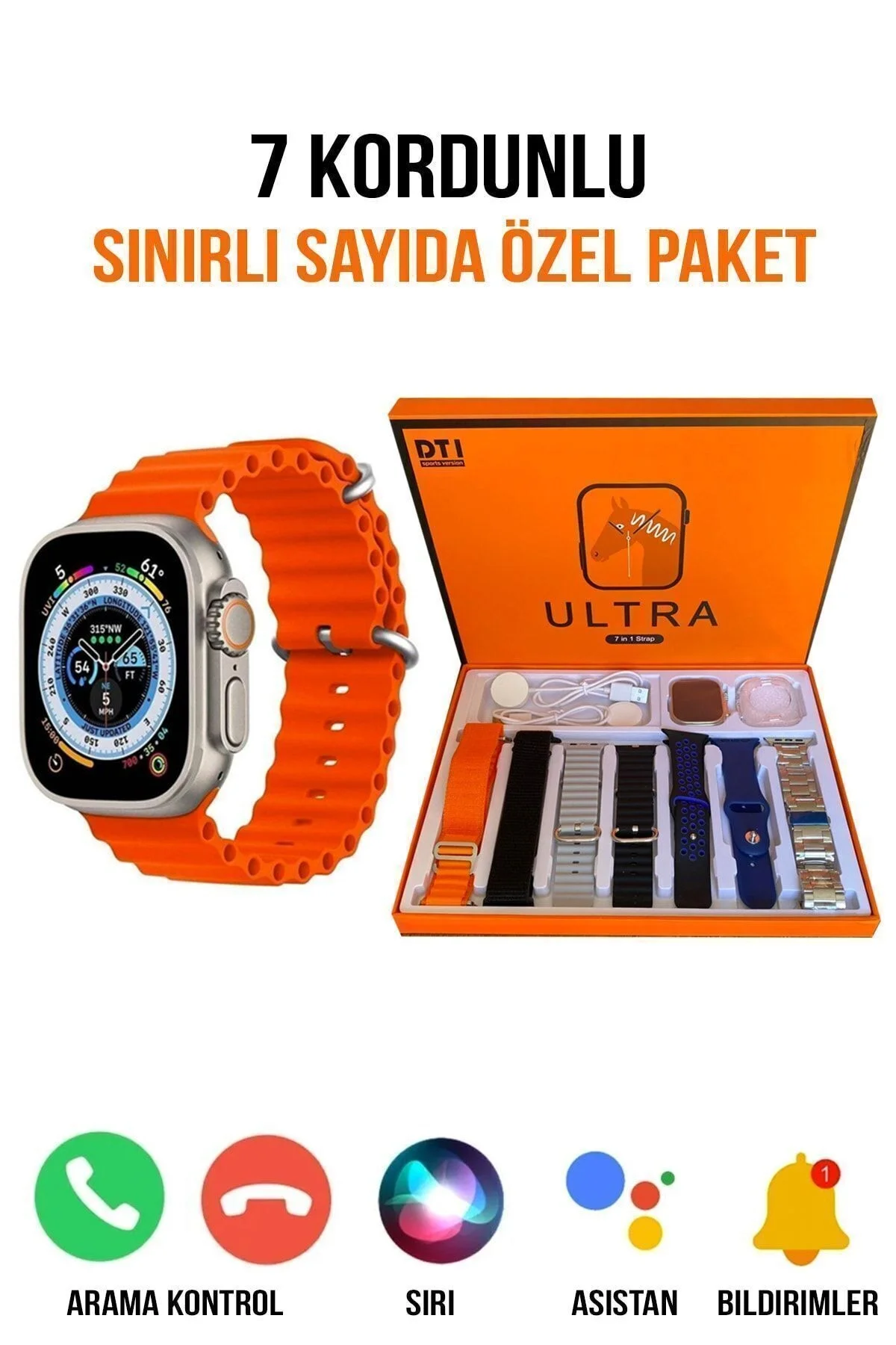 49mm Ekranlı Çok Renkli Akıllı Saat, Nabız ve Uyku Takibi Özellikli, Suya Dayanıklı