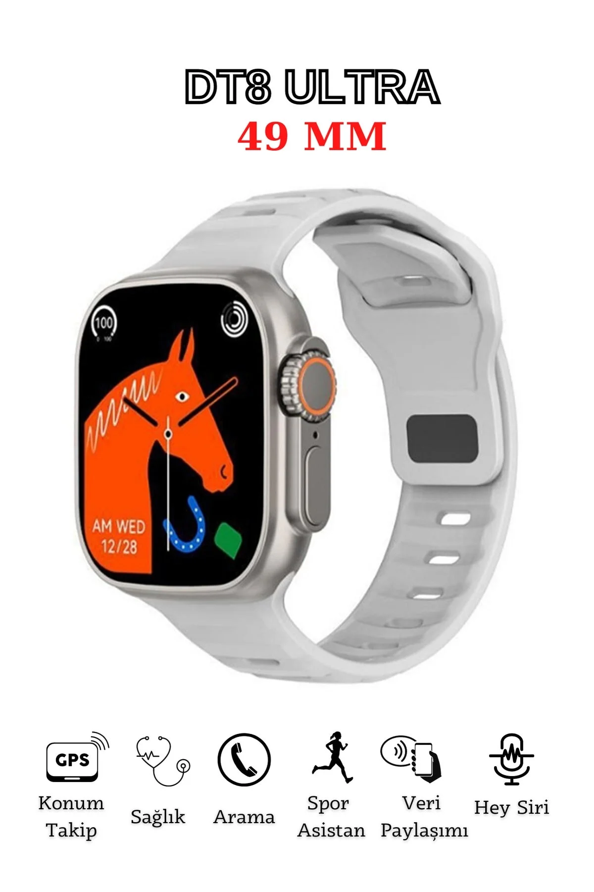 49mm Ekranlı GPS ve NFC Özellikli Suya Dayanıklı Akıllı Saat, Nabız ve Uyku Takibi ile Sesli Görüşme