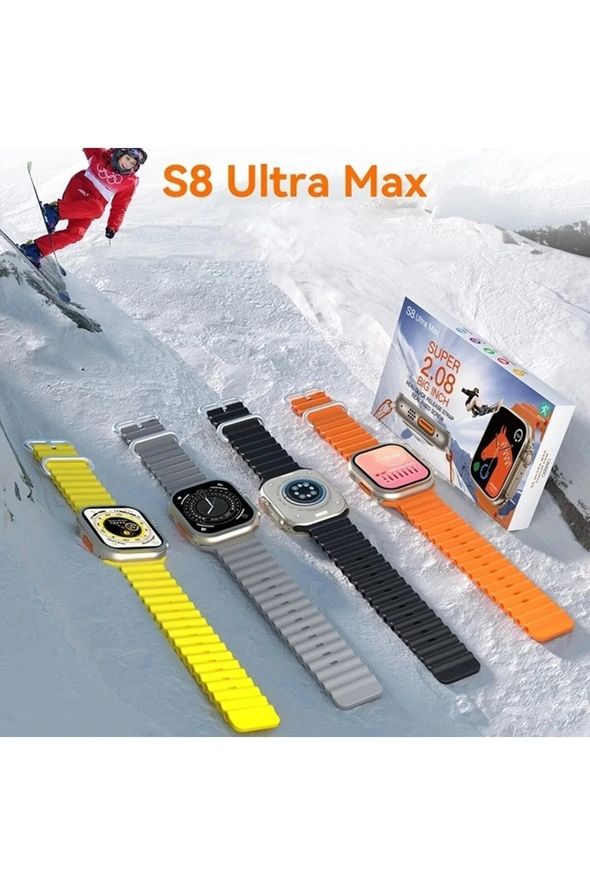 49mm Ekranlı, Nabız ve Uyku Takibi Yapabilen, Suya Dayanıklı Akıllı Saat - Siyah Silikon Kordon