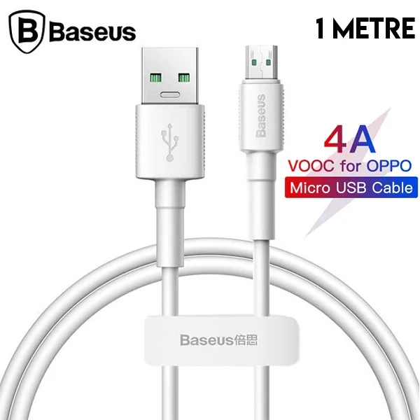 4A Hızlı Micro USB Şarj Kablosu – 20W VOOC Destekli 1 Metre Beyaz