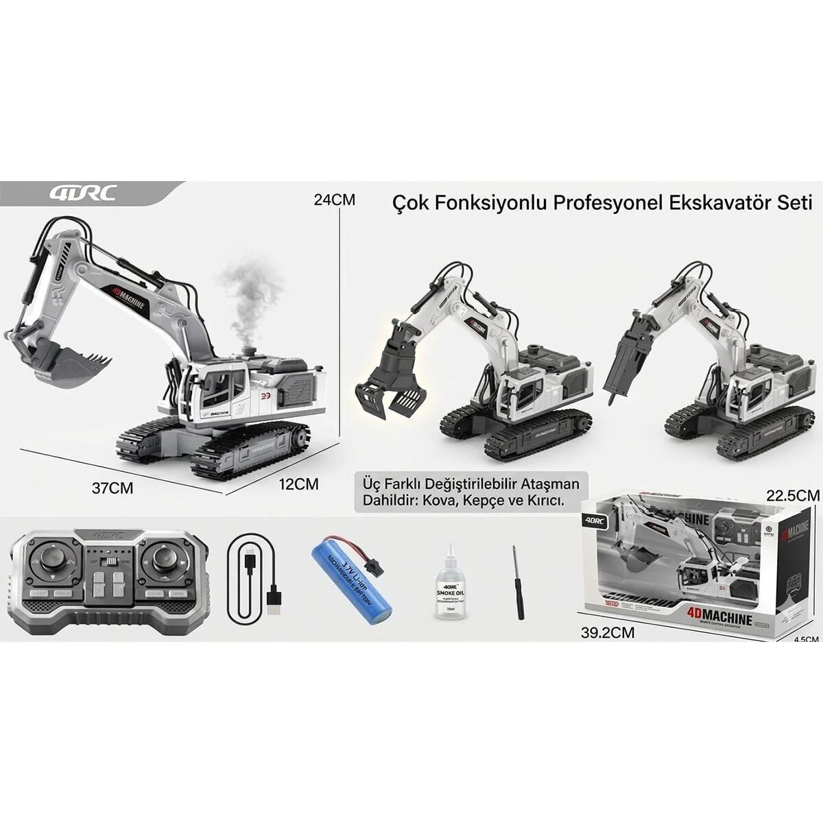 4D-E3 METAL DEĞİŞEBİLEN 3 BAŞLIKLI DUMAN ATAN İŞ MAKİNASI Fiyatı, Yorumları ve Özellikleri