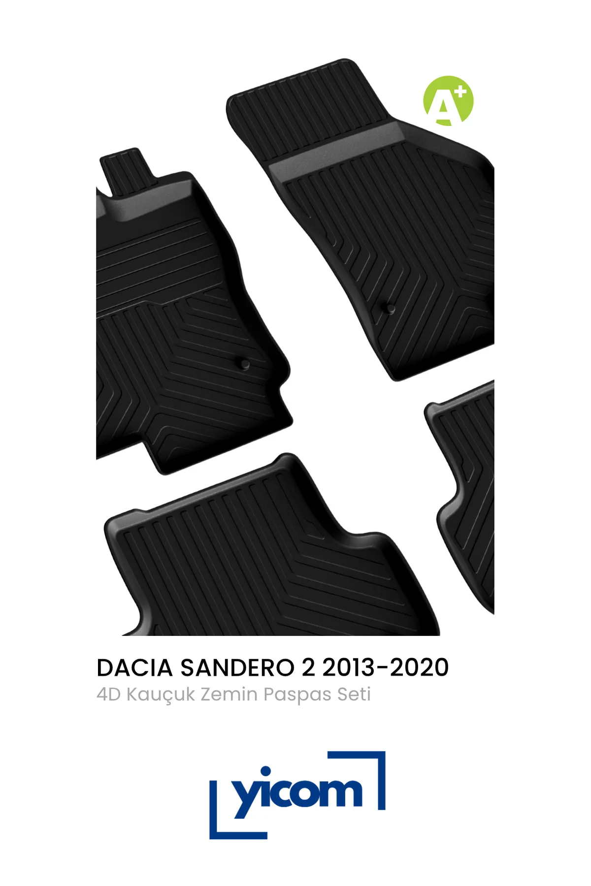 4D Kauçuk Paspas Takımı Dacia Sandero 2 2013–2020 Uyumlu