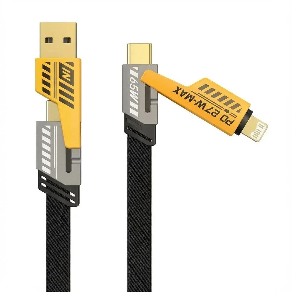 4in1 65W Hızlı Şarj Kablosu – Type-C to USB-A + Type-C to Lightning, 27W PD Destekli Çoklu Şarj Kablo 4in1 65W Hızlı Şarj Kablosu – Type-C to USB-A + Type-C to Lightning, 27W PD Destekli Çoklu Şarj Kablo