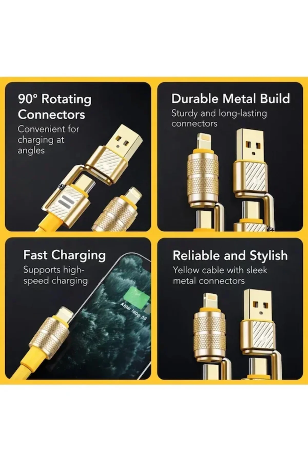 4in1 Hızlı Şarj Ve Data Kablosu Type-c / Lightning / cro Usb PL-8631