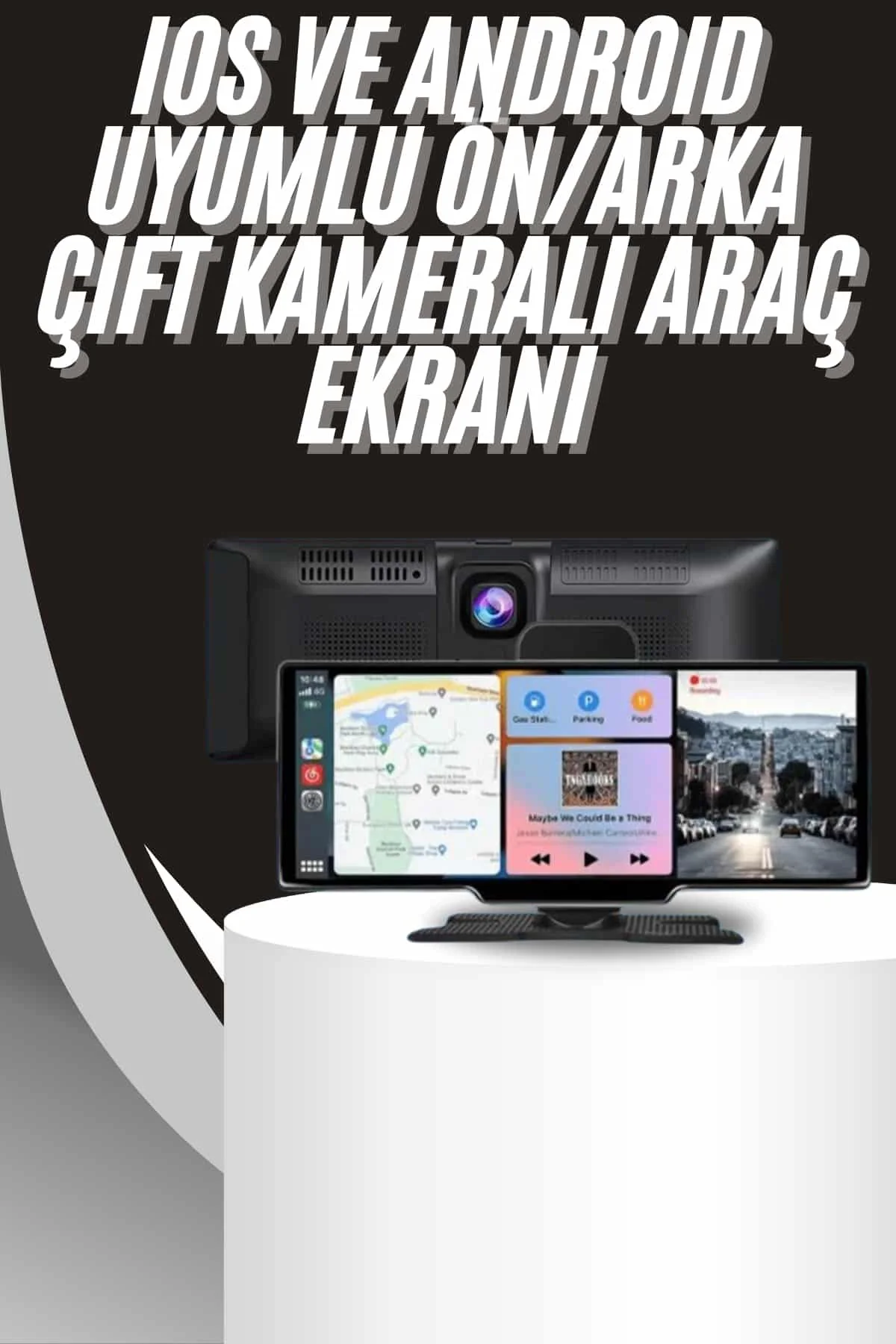 4K 10.2 İnç Çift Kameralı Araç Multimedya Ekranı CarPlay Kablosuz