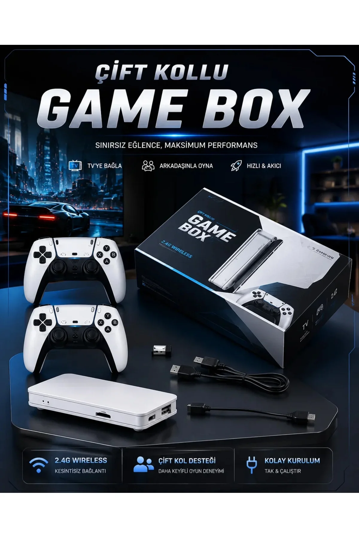 4K 3D HD Görüntü Kaliteli Kablosuz Çift Kollu 20.000 Oyunlu Retro Oyun Konsolu TV Box 4K 3D HD Görüntü Kaliteli Kablosuz Çift Kollu 20.000 Oyunlu Retro Oyun Konsolu TV Box