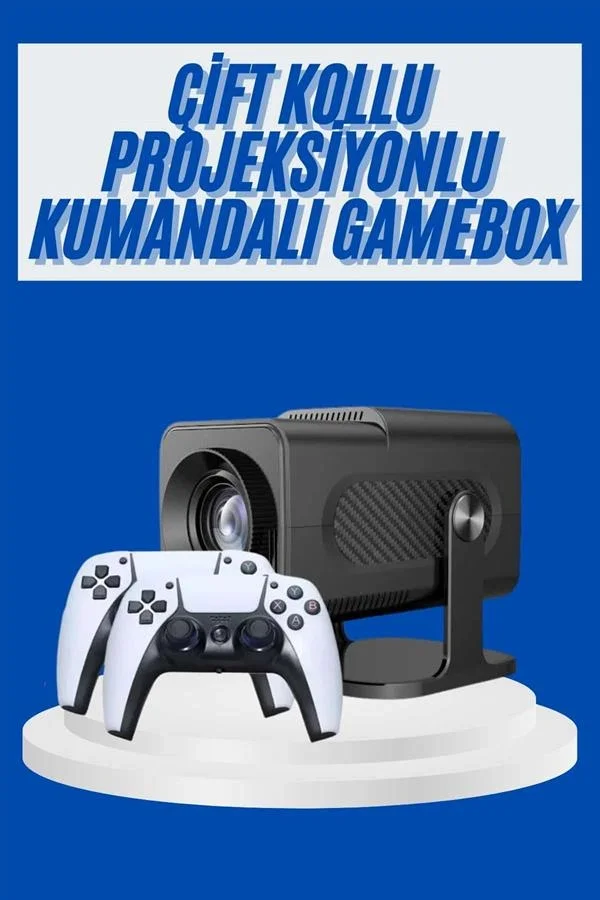 4K Android Smart Wi-fi Çift Kollu Projeksiyon Game Box Kumandalı Taşınabilir Yeni Nesil