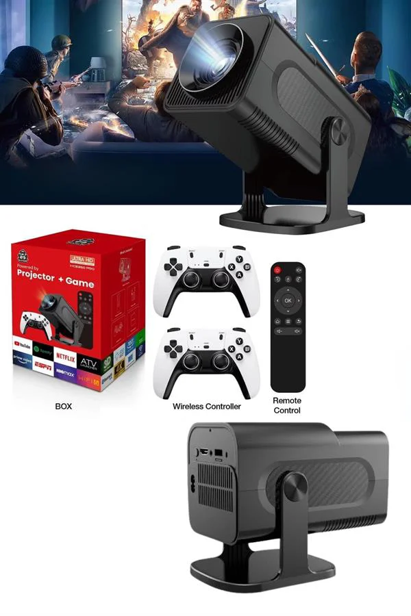 4K Android Smart Wi-fi Çift Kollu Projeksiyon Game Box Kumandalı Taşınabilir Yeni Nesil