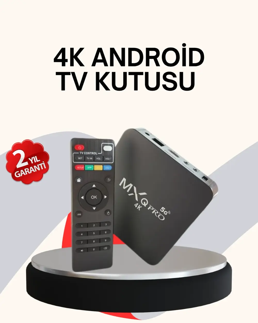 4K Android TV Box – Akıllı Medya Oynatıcı, 2GB RAM, 16GB Hafıza,