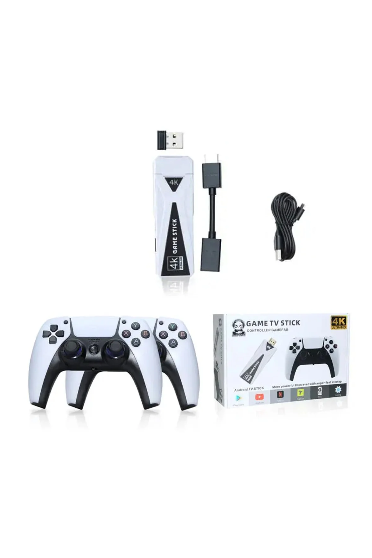 4K Android TV stick retro oyun konsolu oyunlu 64GB Bluetooth siyah - Elektronik Var Fiyatı, Yorumları ve Özellikleri