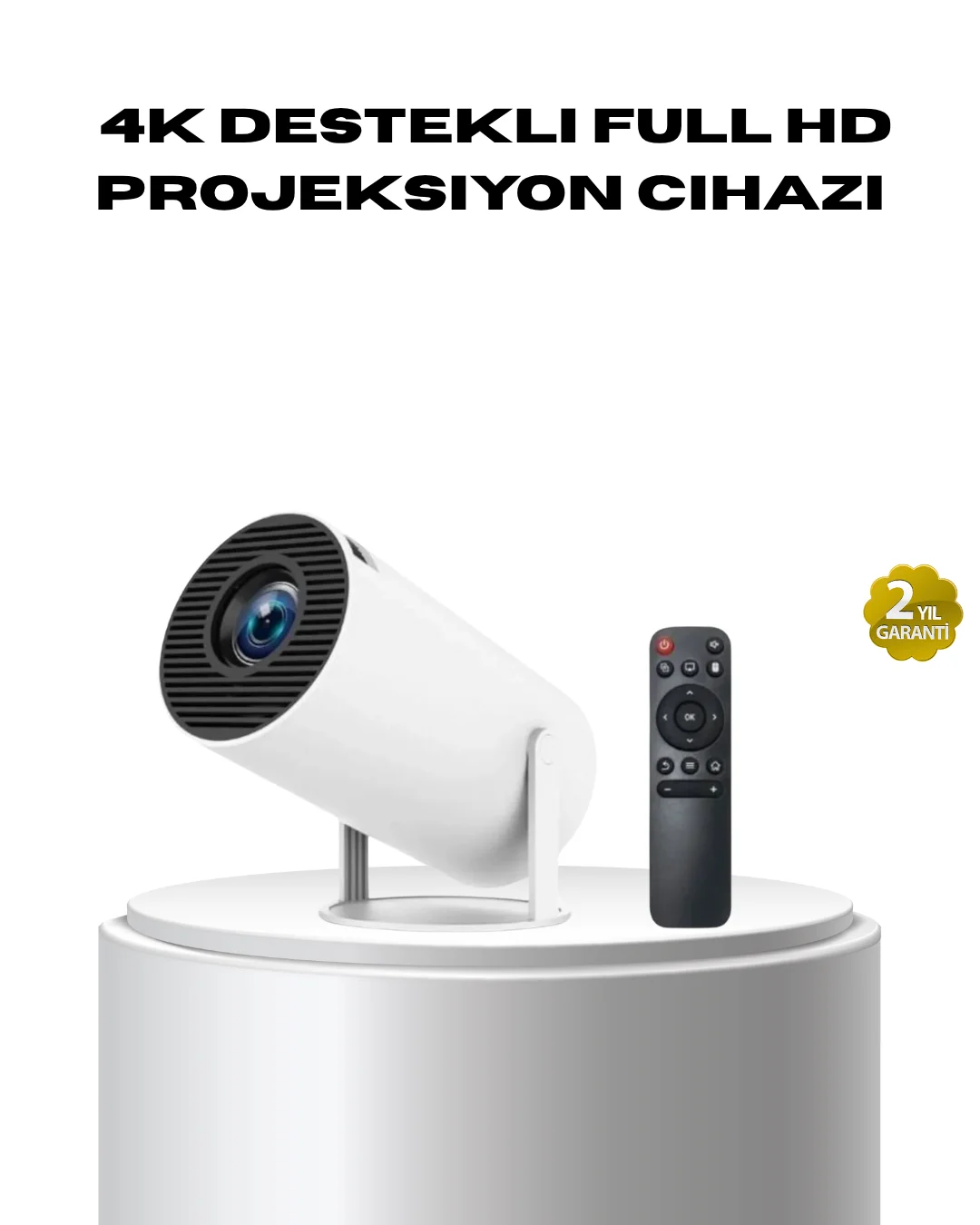 4K Destekli Full HD Projeksiyon Cihazı – 130 inç Geniş Ekran, WiF