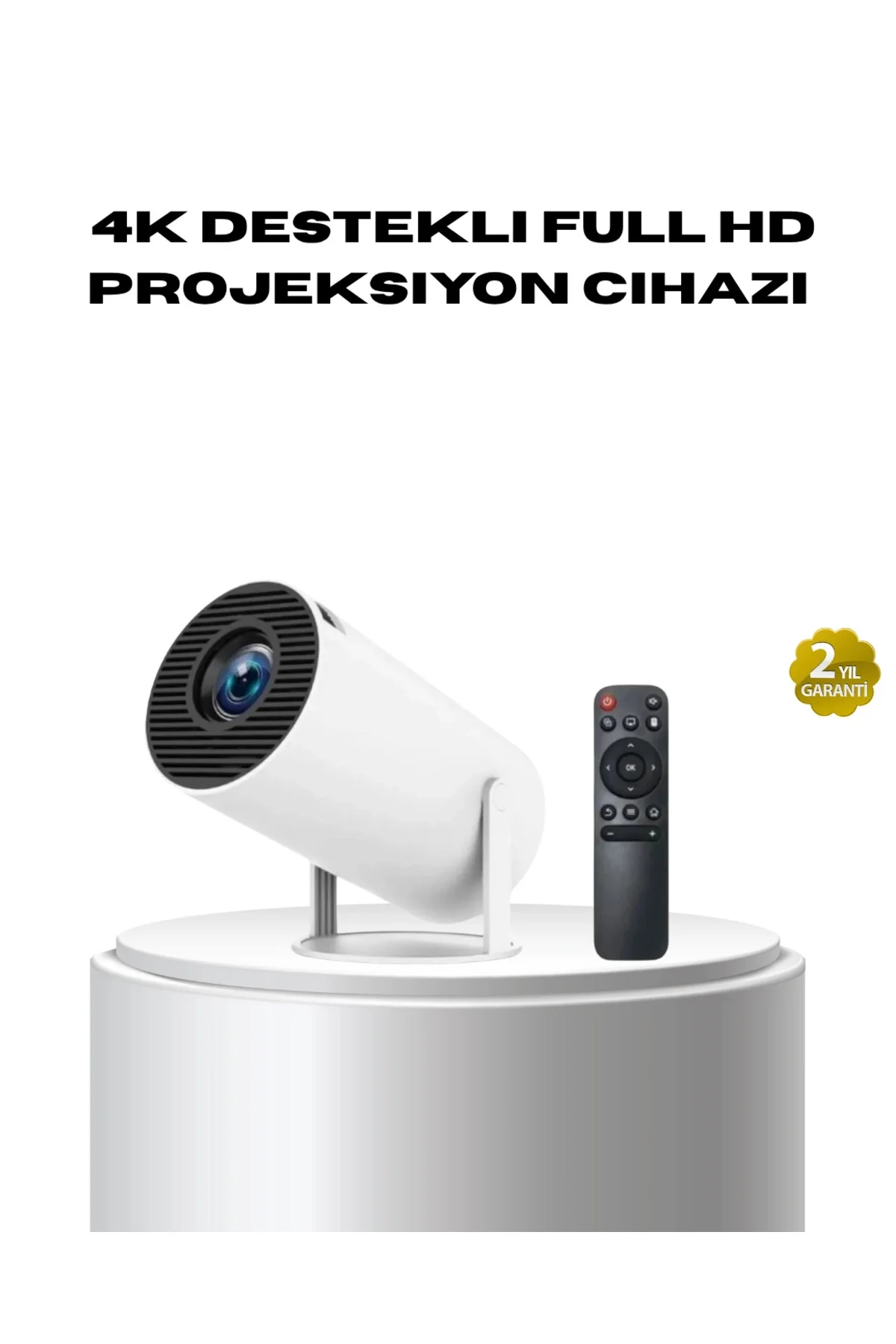 4K Destekli Full HD Projeksiyon Cihazı – 130 inç Geniş Ekran, WiFi ve HDMI Bağlantılı