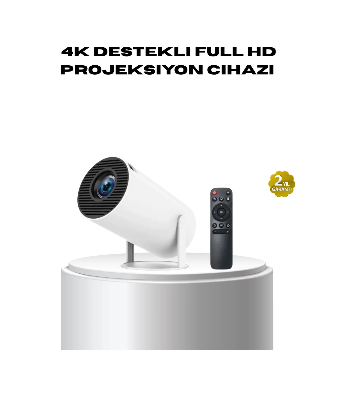 4k Destekli Full Hd Projeksiyon Cihazı 130 İnç Geniş Ekran, Wifi Ve Hdmı Bağlantılı