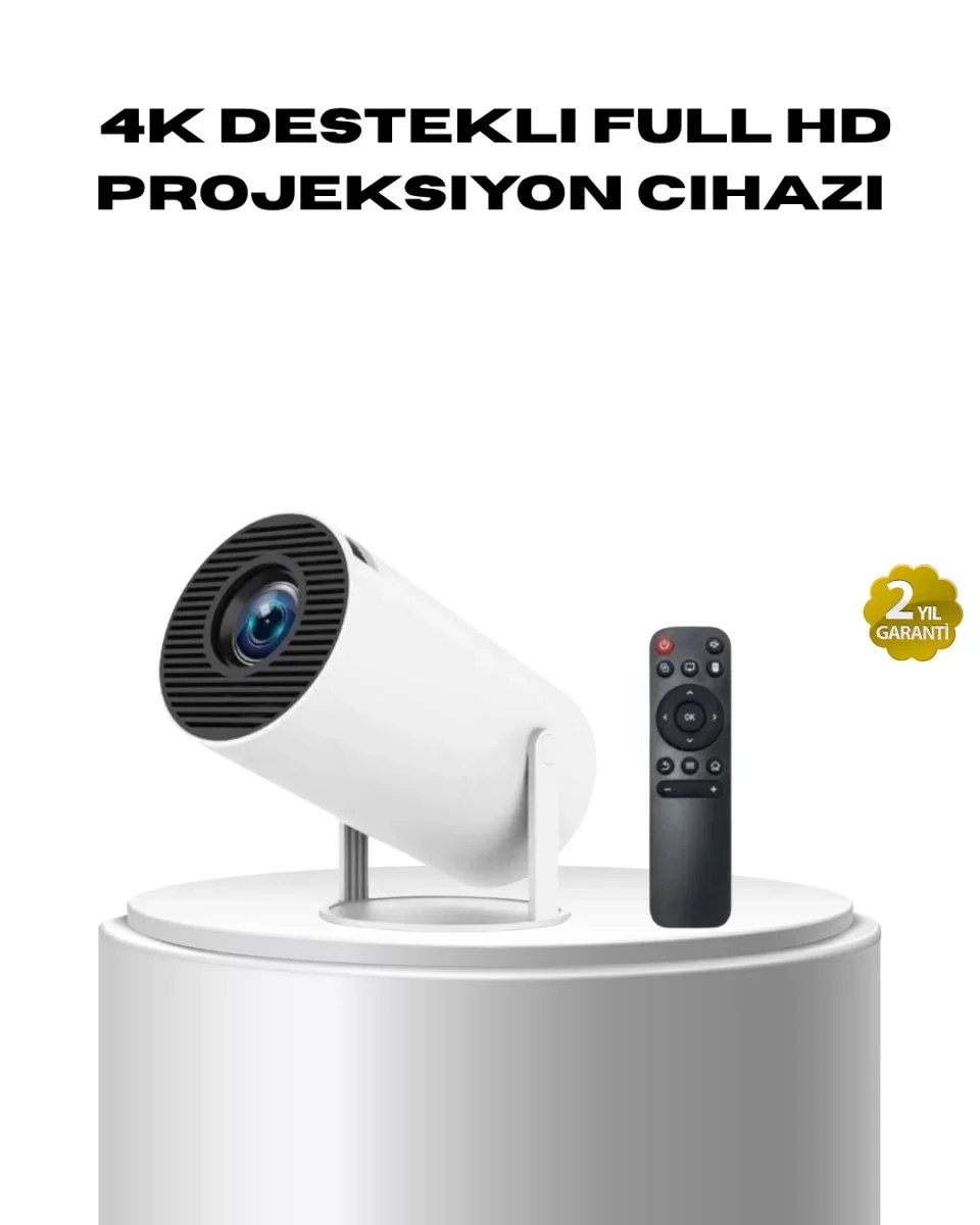 4K Destekli Full HD Projeksiyon Cihazı – 130 inç Geniş Ekran, WiF