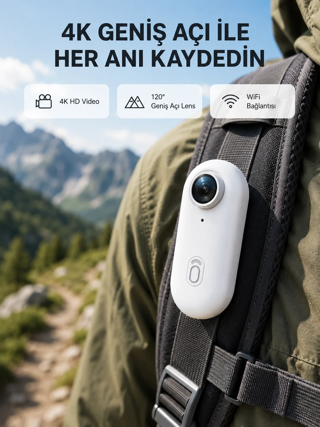 4K Full HD Spor Kamerası 360° Klips ve WiFi Özellikli