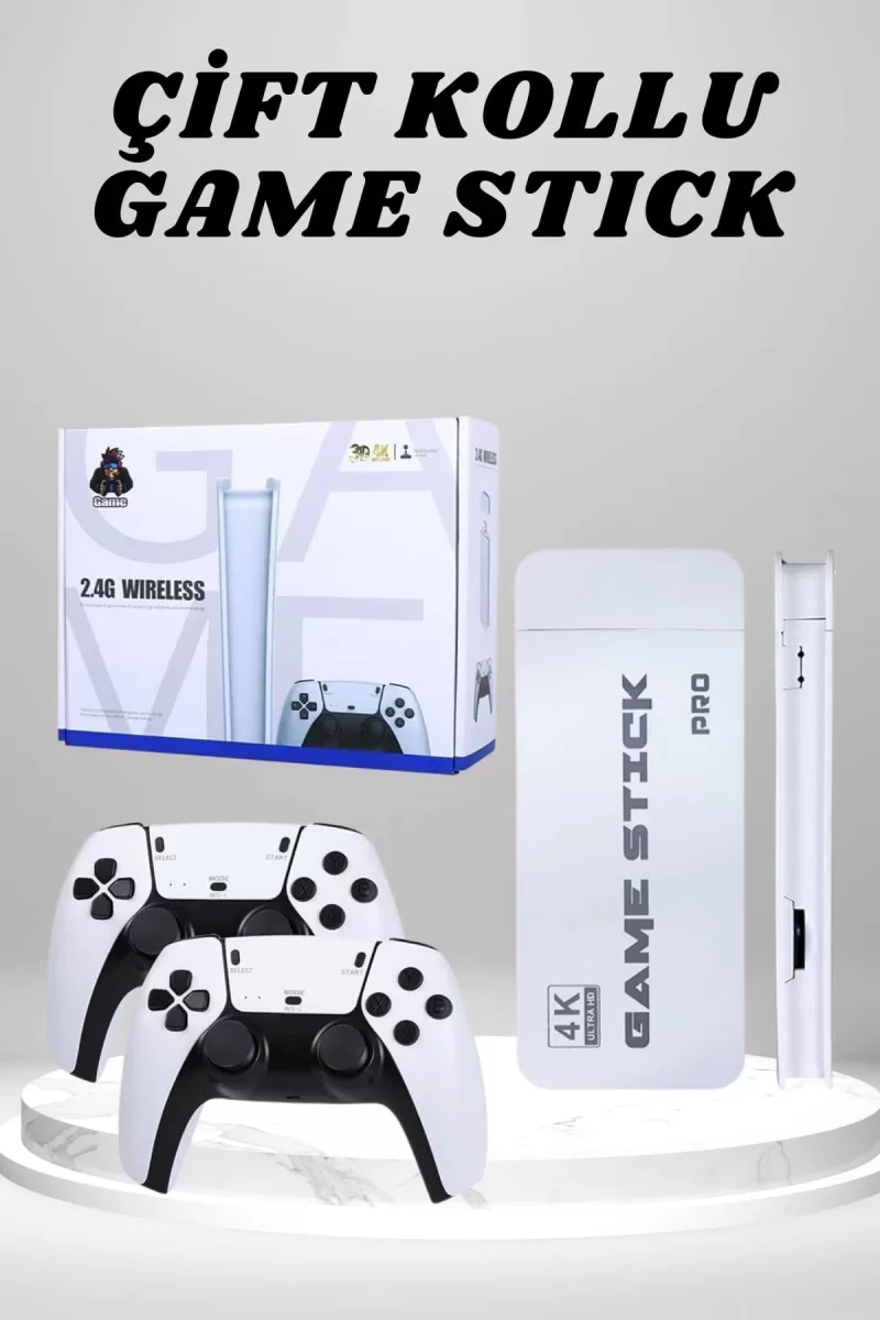 4K HD Görüntü Kaliteli Retro Game Stick 20000 Oyunlu Çift Kollu Beyaz Game Stick - Lisinya