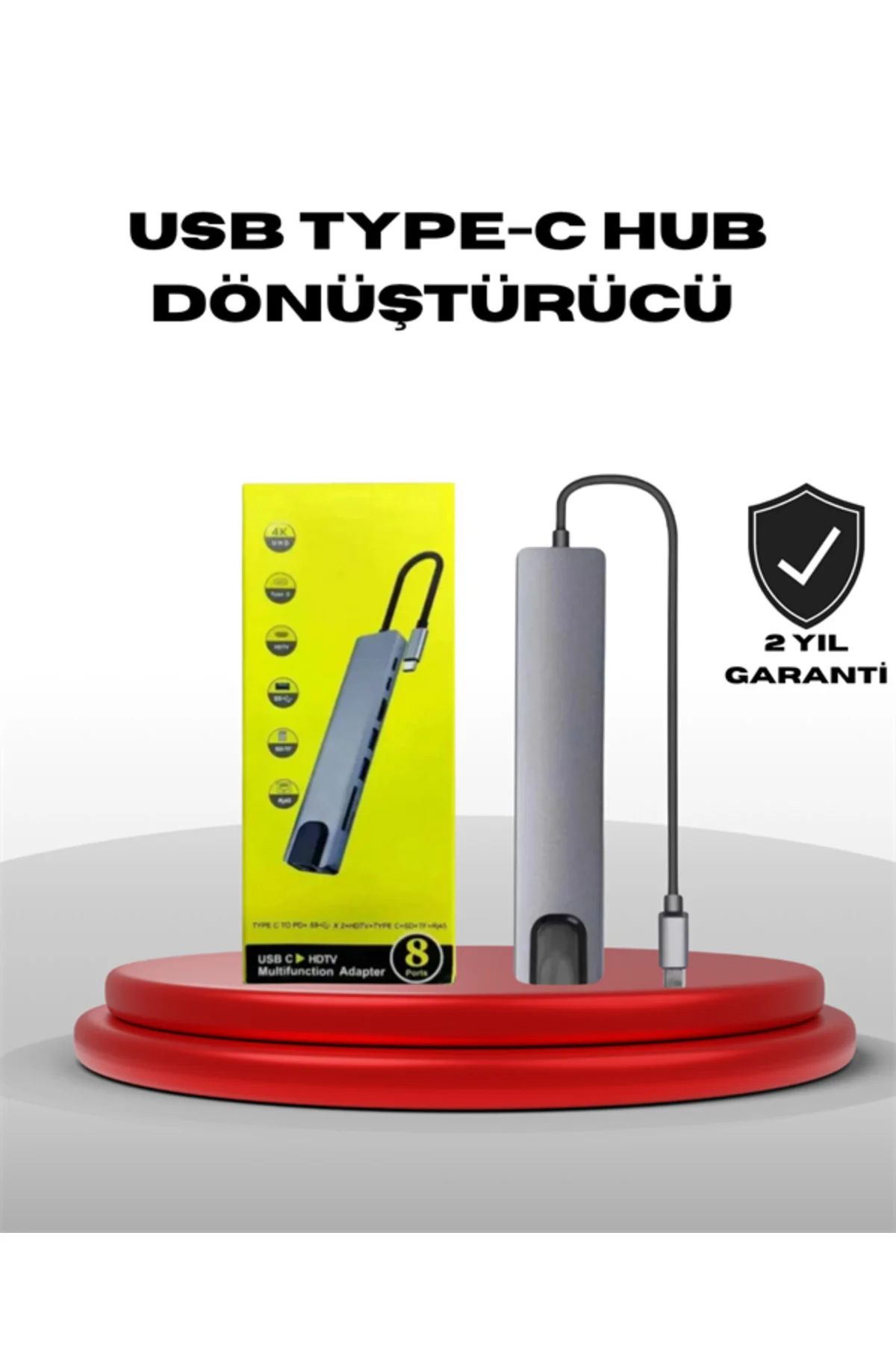 4K HDMI Çıkışlı, Gigabit Ethernet'li USB‑C Çoklu Port Hub