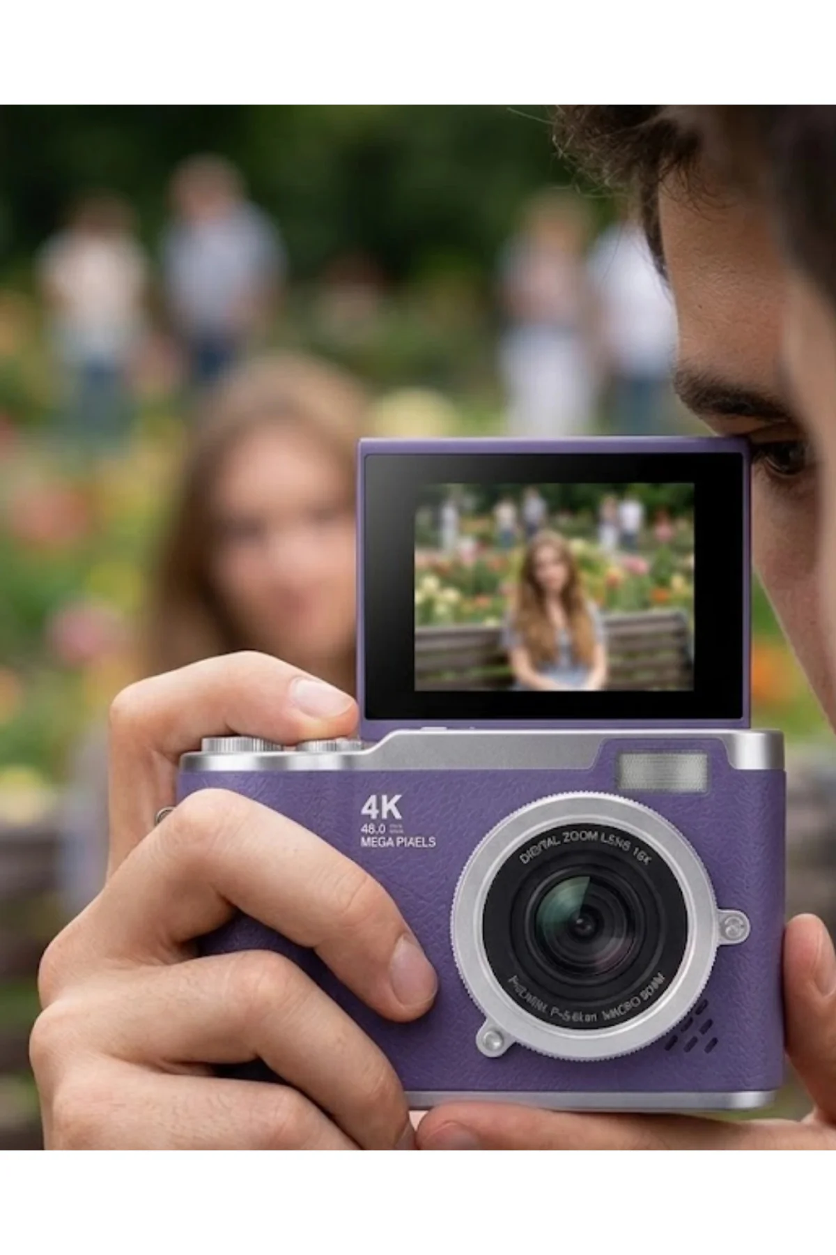 4K Kompakt Kamera 48 MP Autofocus Flash Özellikli Vlog Kamera