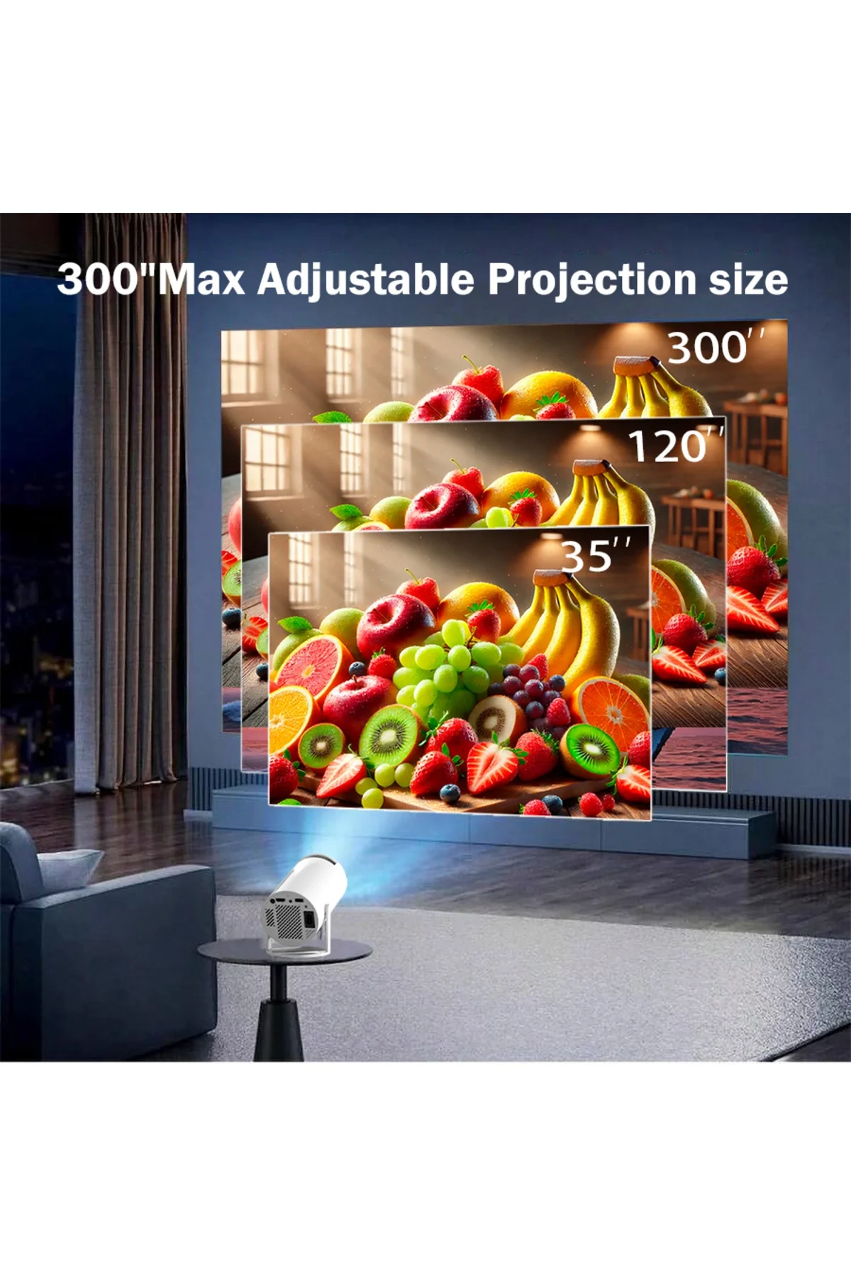 4K lazer projeksiyon cihazı 1280x720 çözünürlük 3000:1 kontrast beyaz USB HDMI WiFi