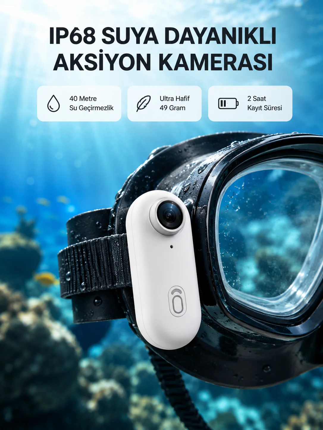 4K  Suya Dayanıklı Aksiyon Spor Kamerası 120° Geniş Açı ve WiFi Destekli