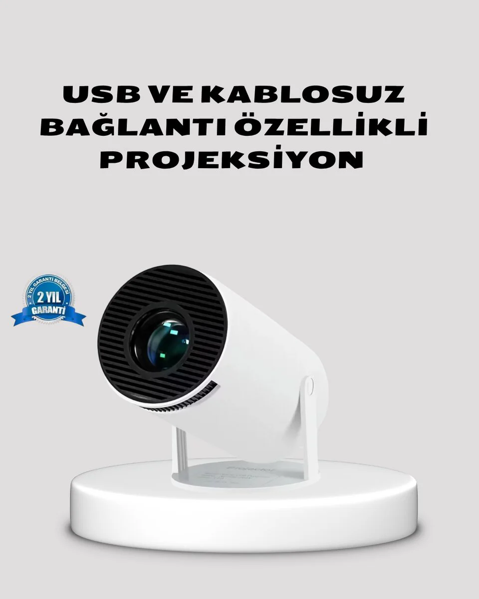 4K Taşınabilir Projeksiyon Cihazı - HDMI/USB, 130 İnc. Ekran, 160 ANSI, Ev Sineması Deneyimi