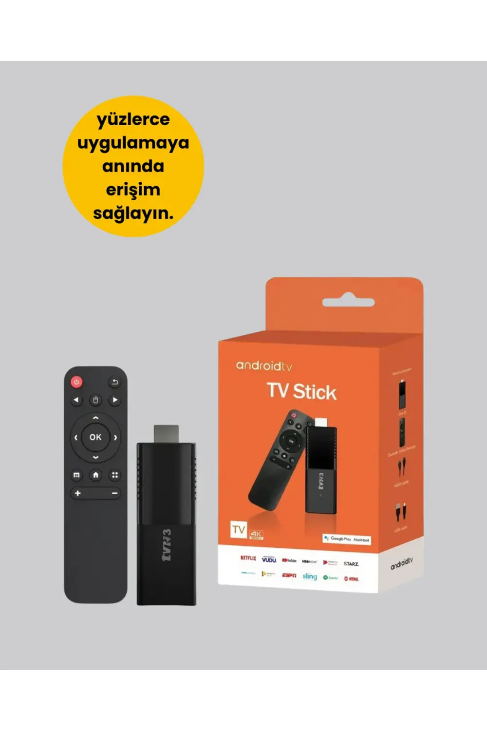 4K Ultra HD Android TV Stick – Tak Çalıştır Akıllı TV Cihazı