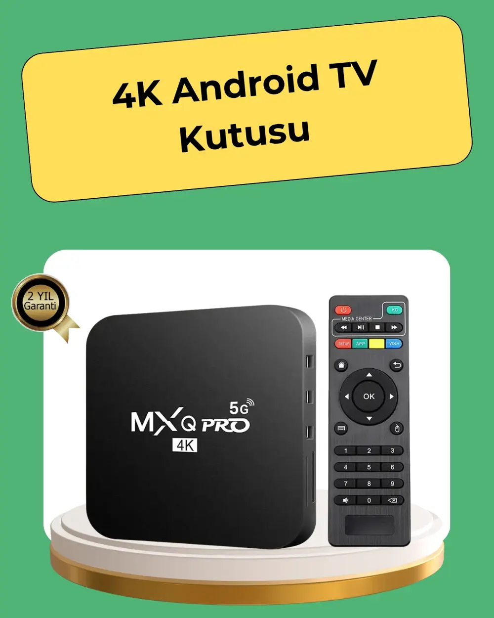 4K Ultra HD TV Box – 2GB RAM, 16GB Hafıza, Android Akıllı Medya O