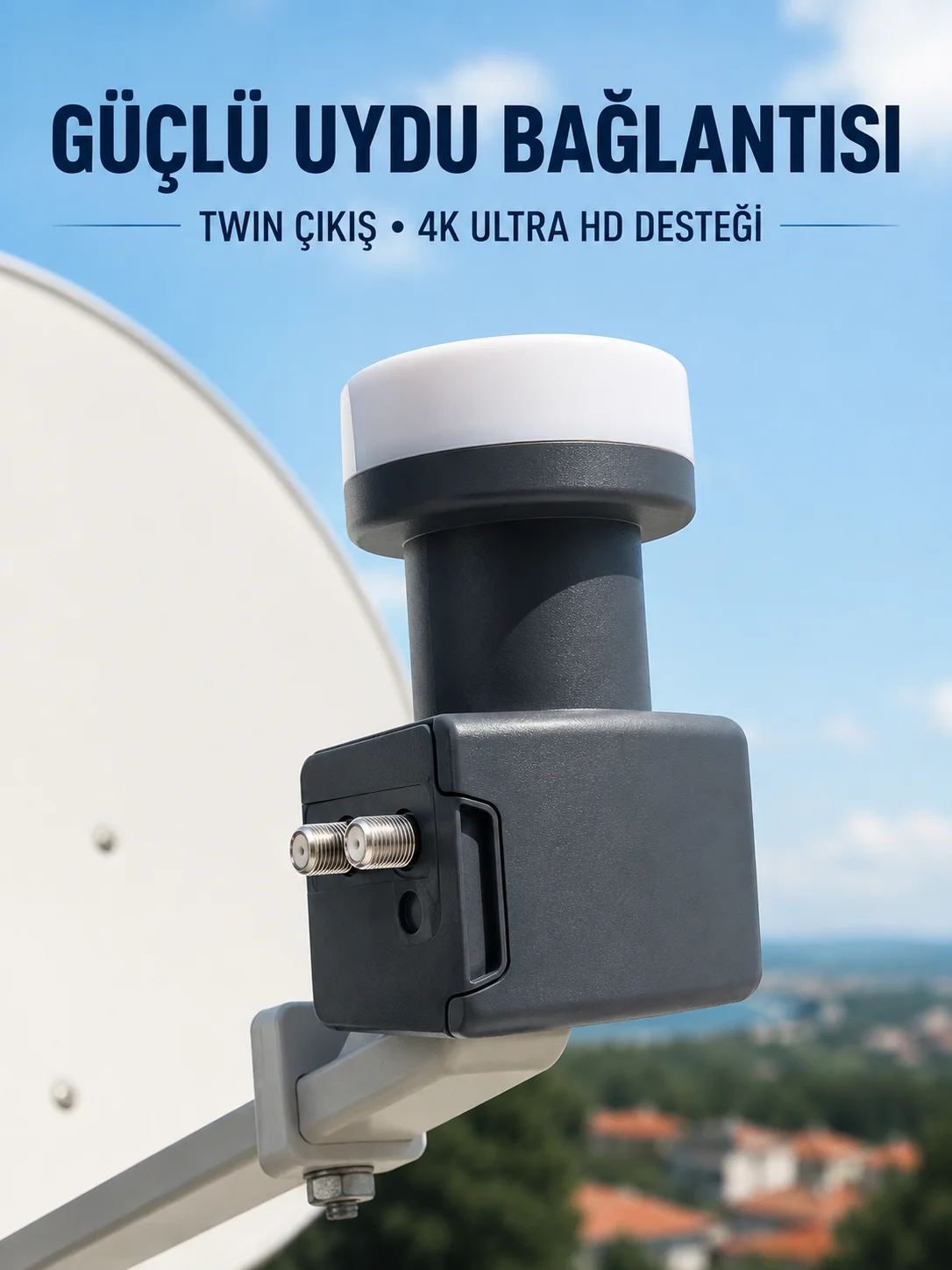4K Ultra HD Twin LNB Çift Uydu Çıkışlı Ku Band Çanak Anten LNB 0.1 dB Fiyatı, Yorumları ve Özellikleri