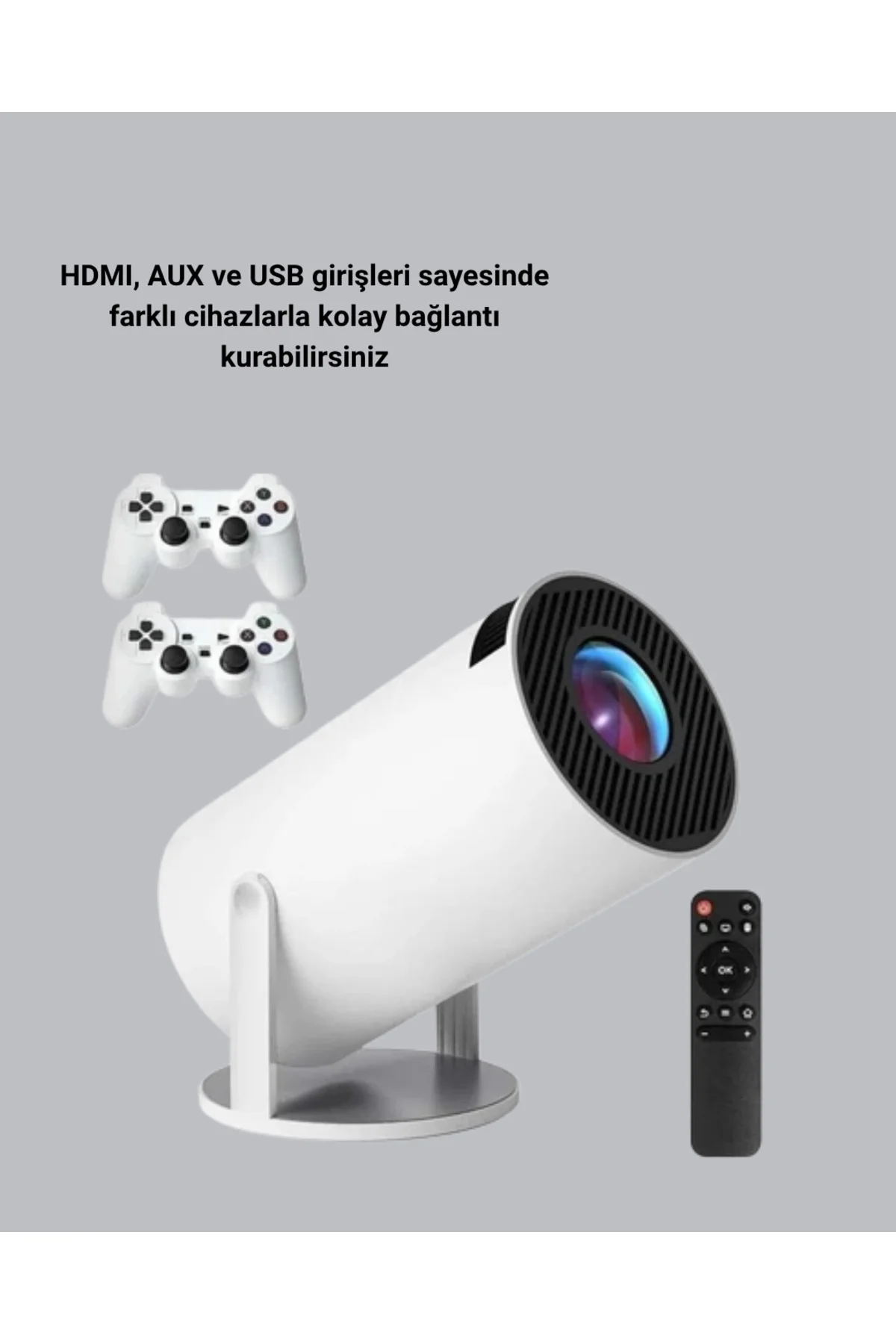 4K Wi-Fi 6 Projeksiyon Cihazı – 10.000+ Oyun Desteği, Kablosuz Bağlantı ve Çoklu Giriş Portları