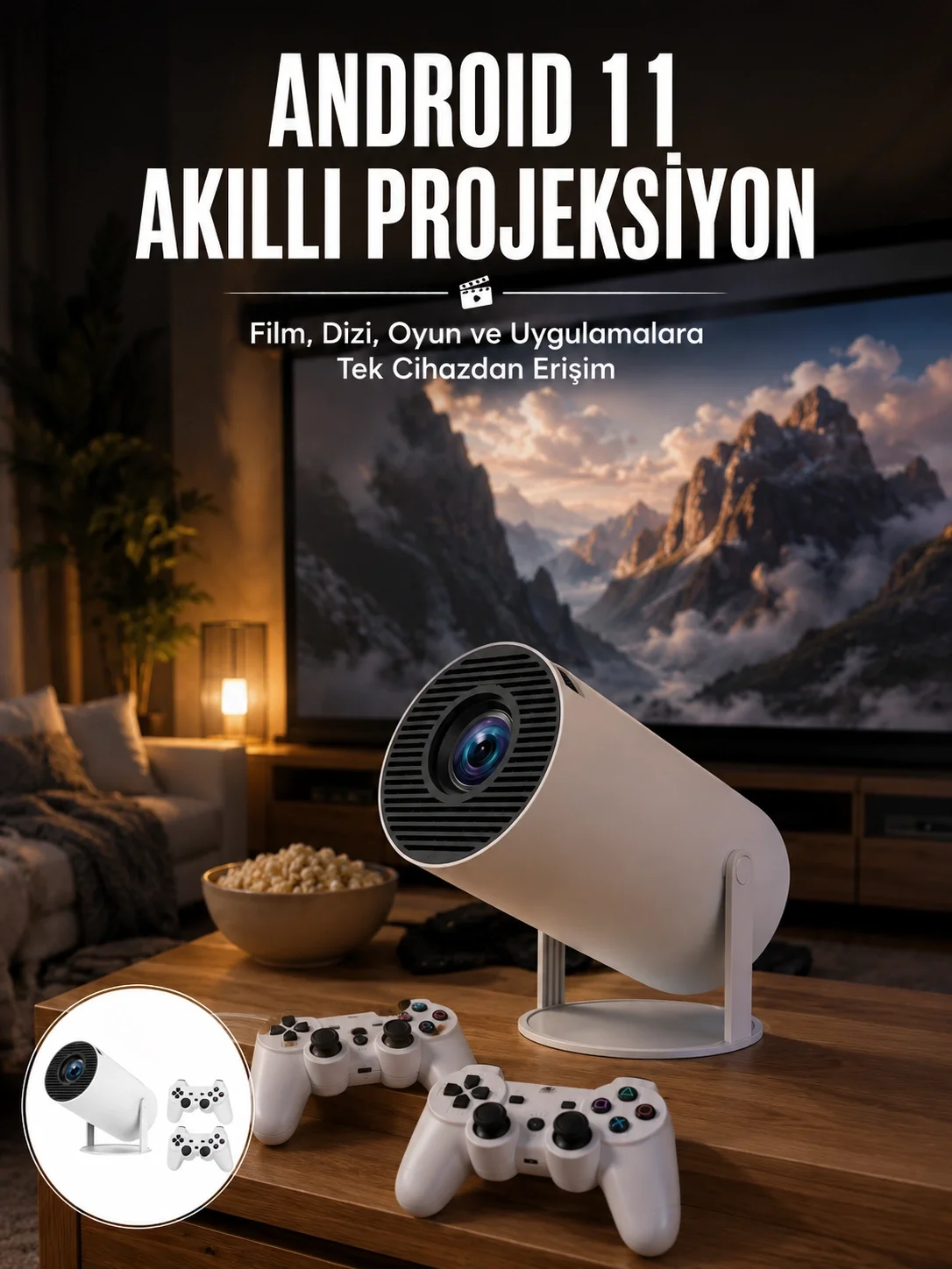 4K Wireless Çift Kollu Kumandalı Oyun Projeksiyonu Retro Video Oy