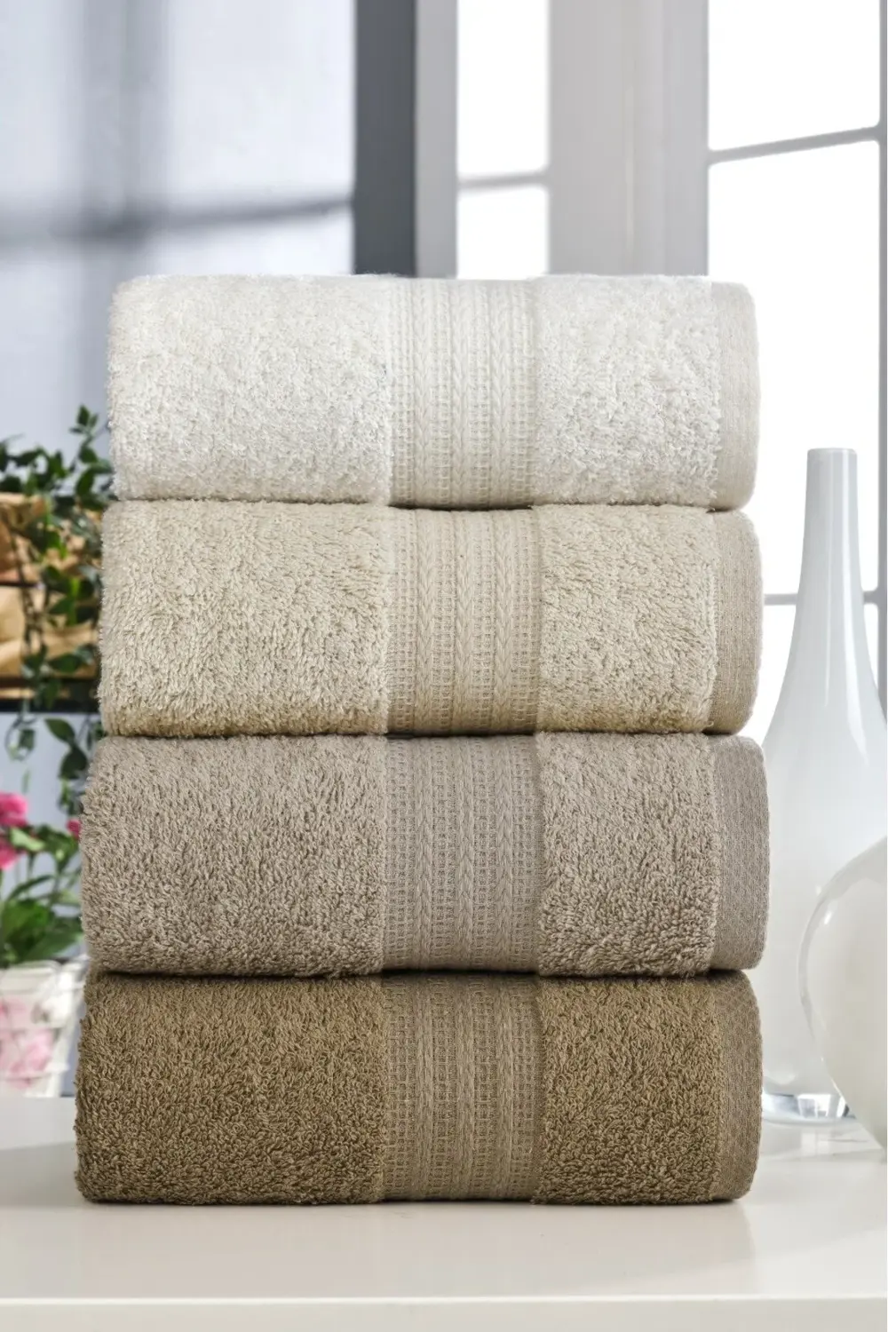 4'lü %100 Pamuk El Yüz Havlu Seti 50x85 cm