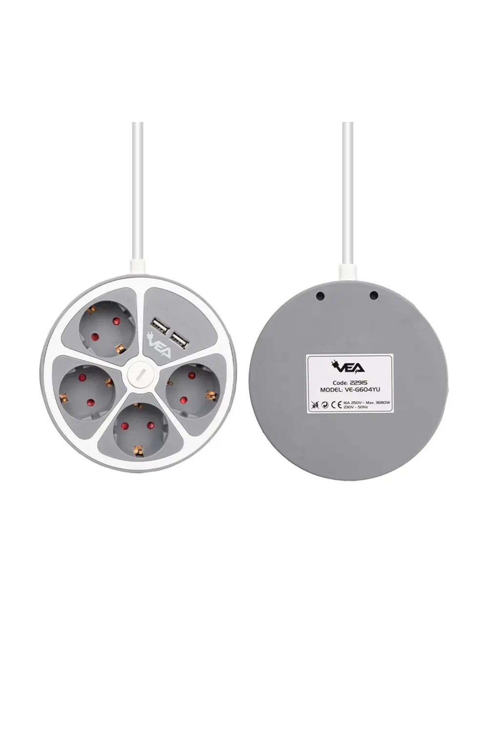 4LÜ 2 USBLİ ANAHTARLI 1.5 METRE GRUP PRİZ VE-G604YU (4928)