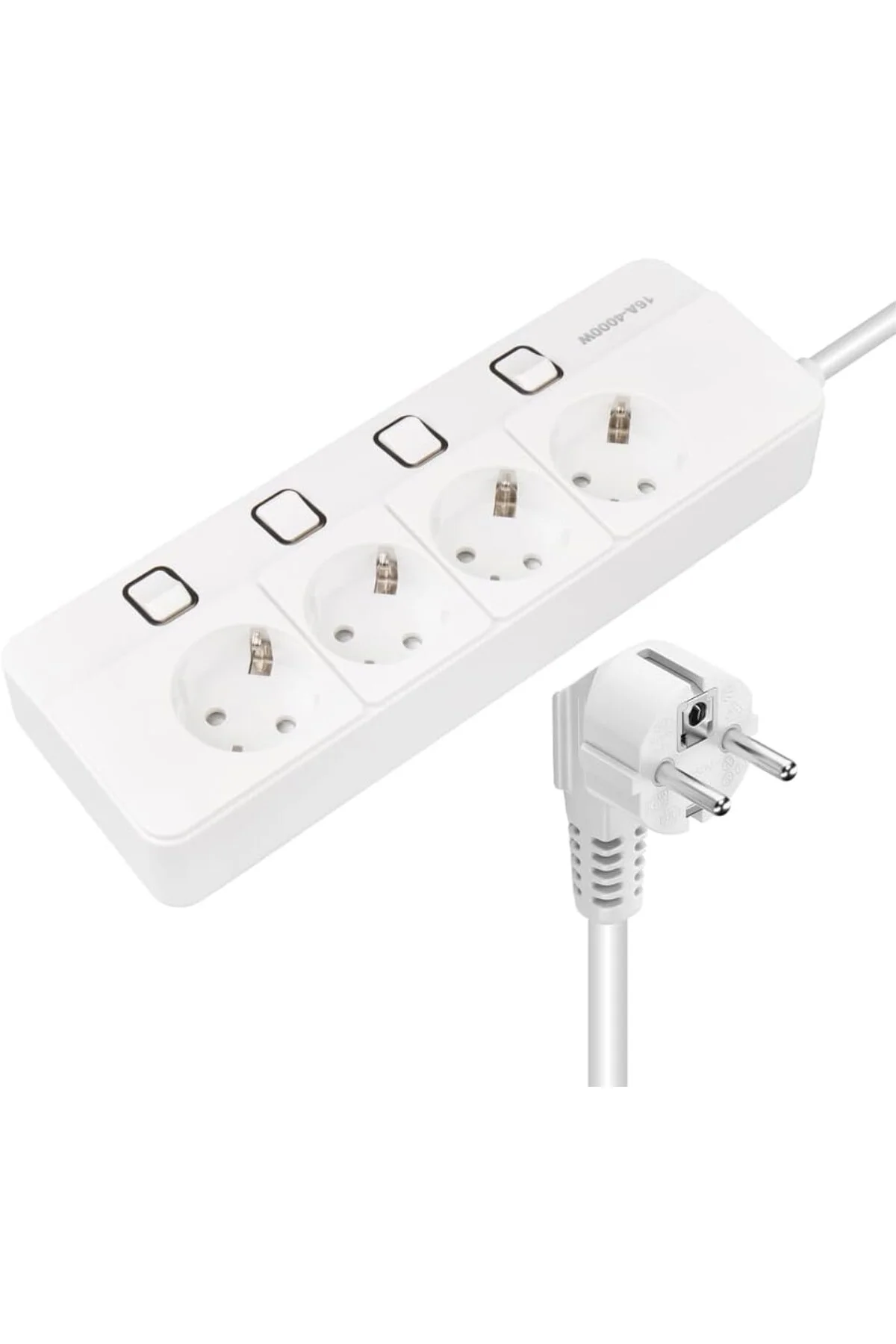 4'lü Akım Korumalı Priz, 4000 Watt 16 Amper, 1400 Joule, Dörtlü Ç