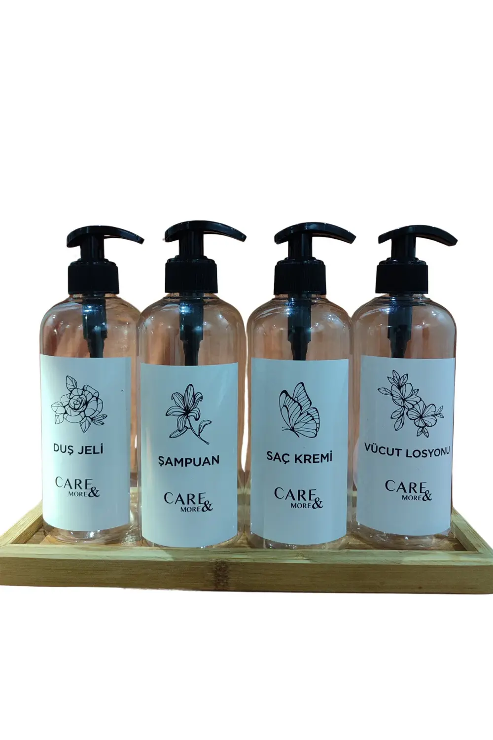 4'lü Amber Banyo Seti Şampuan Duş Jeli Saç Kremi Vücut Losyonu Et