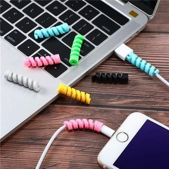 4lü Apple, Android Şaj Kablosu Koruyucu Silikon Spiral Yay Aparat 4lü Apple, Android Şaj Kablosu Koruyucu Silikon Spiral Yay Aparat