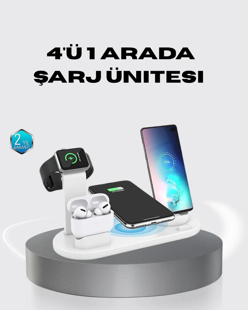 4’lü Apple Kablosuz Şarj Standı - iPhone, Apple Watch ve AirPods Çoklu Şarj Çözümü