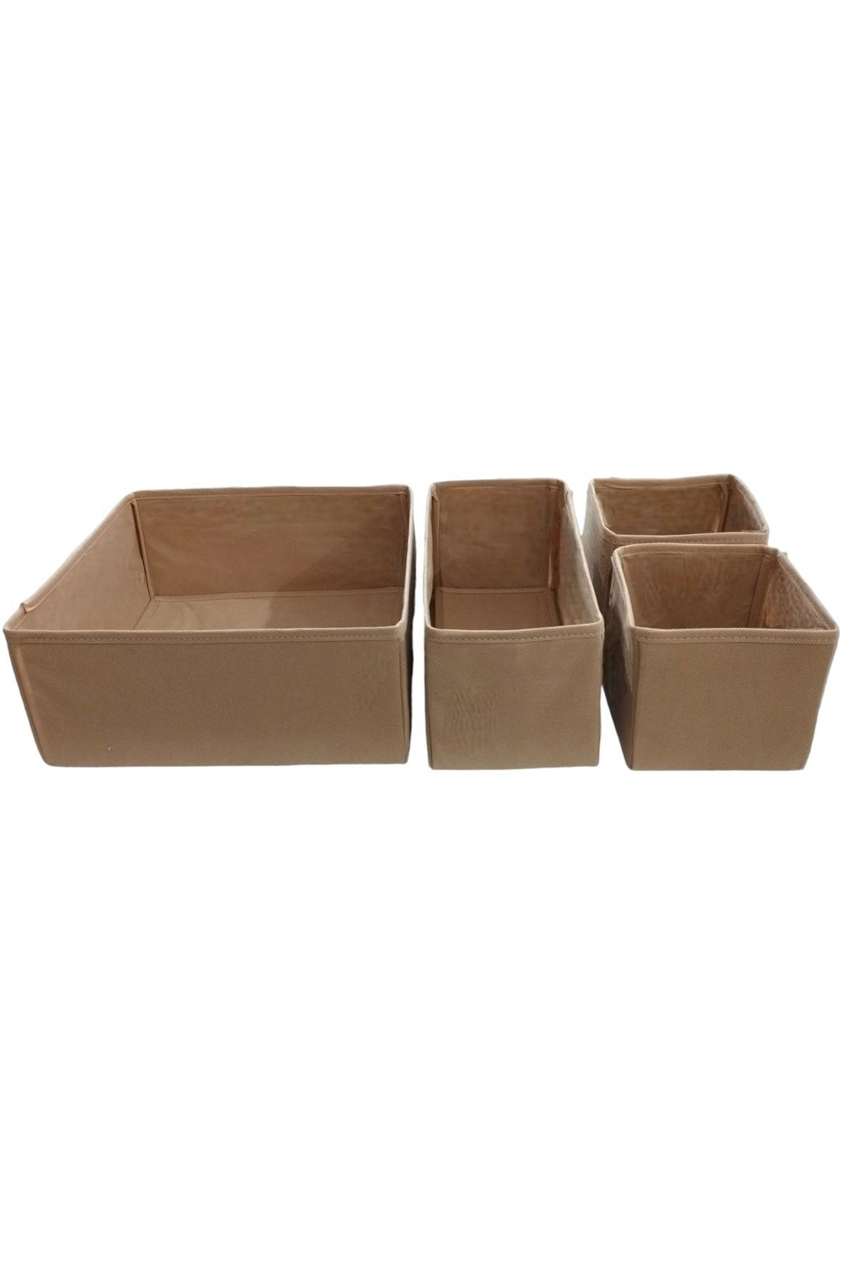 4'lü Bej Çekmece Içi Düzenleyici Organizer Set - Çok Amaçlı Dolap