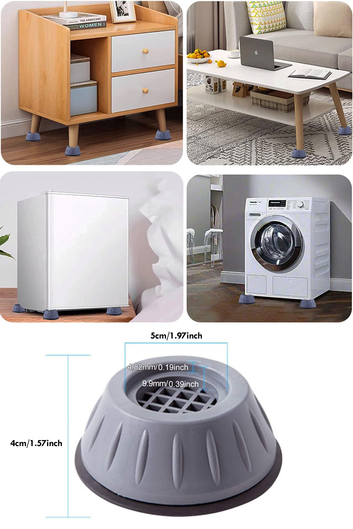 4lü Beyaz Eşya Altlığı Gürültü Titreşim Ses Önleyici Ayak Çamaşır